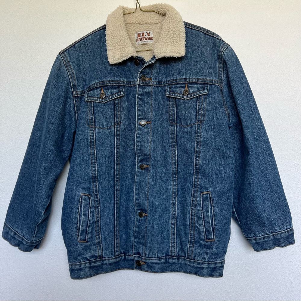 Vintage ELY Outerwear Youth Sherpa Lined Denim Jacket Size 14-16